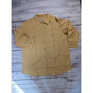 Only Necessities Shirt Men's 1X Tan Button Down Long Sleeve 100% Cotton New